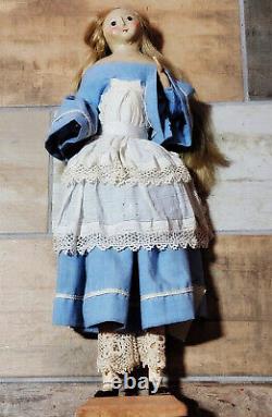 Nicol Sayre OOAK Paper Mache 19(With Wooden Stand) Blond Alice Art Doll