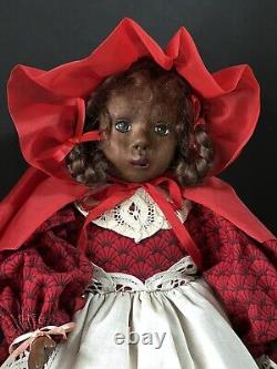 OOAK  18 Hand painted Wooden Doll Red Riding Hood By Janci Dolls