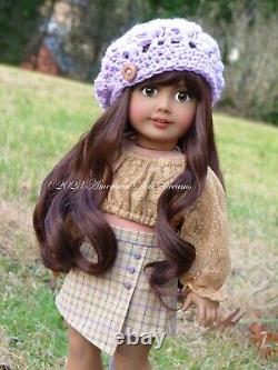 OOAK 18 Inch American Girl Doll Brown Glass Eyes Hand Painted Repaint Face Up