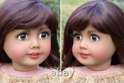 OOAK 18 Inch American Girl Doll Brown Glass Eyes Hand Painted Repaint Face Up