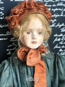 OOAK 36 Papier-mâché  Artist Doll Painted Face Original Antique Clothes