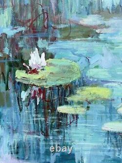 OOAK Abstract Water lilies Pond Original Painting 24x18