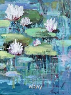 OOAK Abstract Water lilies Pond Original Painting 24x18