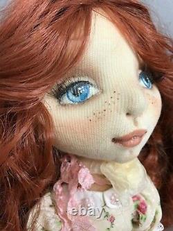 OOAK Art Doll Hand Painted Needle Sculpted Face Articulated Cloth Rag Doll
