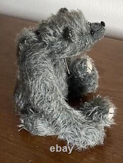 OOAK Artist Becky's Bear-bies Mohair Mini Gray Bear SmokeyMint Tag