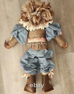 OOAK Artist Lion Bear Handmade One Of A Kind Wool Leather Gorgeous