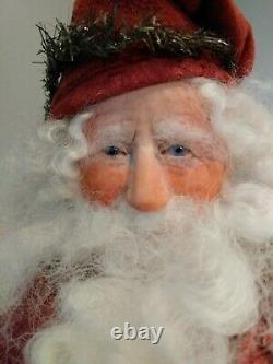 OOAK Artist Santa Doll by Lois Clarkson Father Christmas with antique toys