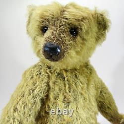 OOAK Artist Teddy Bear SHARON BARRON Charles vintage 16 mohair Aviator jacket