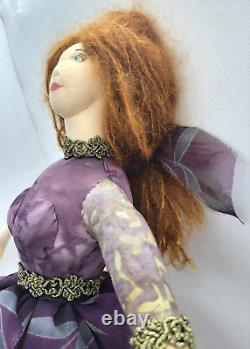 OOAK Ballerina Doll Cloth Handmade Redhead Dancer Fantasy Whimsical Folk Art