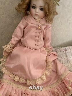 OOAK Bru Jne 13 Antique Repro 13.5 34cm Dressed Pink Gown/Access New NO OFFERS