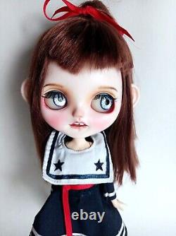 OOAK Custom Blythe DollBrown Hair Sailor withClothes & Accessories