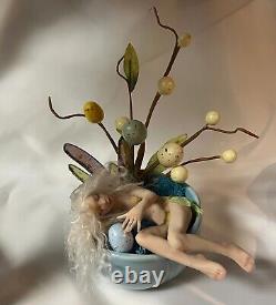 OOAK Faerie, art doll fantasy. Robins egg, fairy, polymer mermaid, sculpture