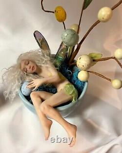 OOAK Faerie, art doll fantasy. Robins egg, fairy, polymer mermaid, sculpture