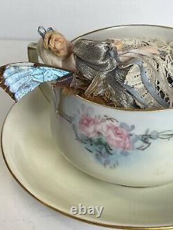 OOAK Fairies in a Tea Cup Susan Snodgrass & Stephanie Blythe Porcelain 1988 Art
