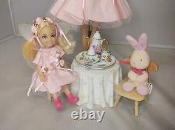 OOAK Garden Tea Party Pink Fairy costume Chelsea Barbie doll figure set LOT