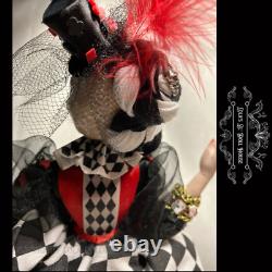 OOAK Gothic Harlequin Jester Skull Clown Doll Masquerade Artist by Lola Dolores