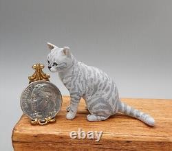 OOAK Karl Blindheim Sculpted Tabby Cat Artisan Dollhouse Miniature 112