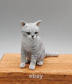 OOAK Karl Blindheim Sculpted Tabby Cat Artisan Dollhouse Miniature 112