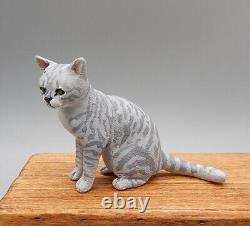 OOAK Karl Blindheim Sculpted Tabby Cat Artisan Dollhouse Miniature 112