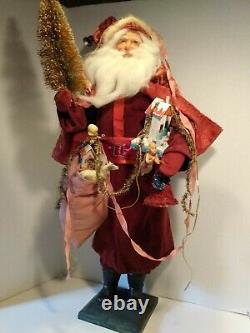 OOAK Large 32 Father Christmas Santa by artist Lois Clarkson with Antique Toys