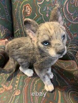 OOAK Life-Size Needle-Felted Wool Cat Artist Sculpture Collector Stuffed Animal