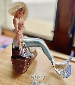 OOAK Mermaid art doll, polymer clay, fantasy sculpture, Handmade Sexy Statue