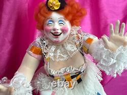 OOAK NIADA Artist Doll Robert McKinley Paper Clay Can Can Dancer Clown VERY RARE