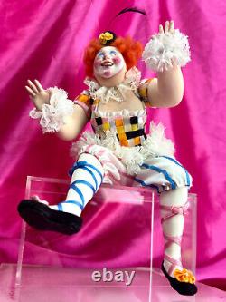 OOAK NIADA Artist Doll Robert McKinley Paper Clay Can Can Dancer Clown VERY RARE