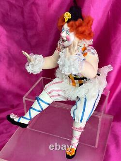 OOAK NIADA Artist Doll Robert McKinley Paper Clay Can Can Dancer Clown VERY RARE