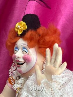 OOAK NIADA Artist Doll Robert McKinley Paper Clay Can Can Dancer Clown VERY RARE