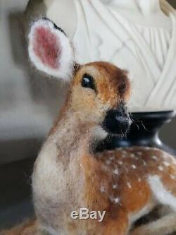 OOAK Needle Felted Deer Fawn Animas Wool Sculpture by Tatiana Trot