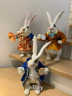 OOAK Needle Felted White Rabbit Alice in Wonderland Sculpt Bear