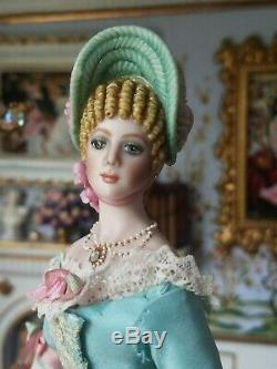 OOAK Porcelain Artist Doll by Sally Cutts costume by Susan Sirkis Molded Hair #1