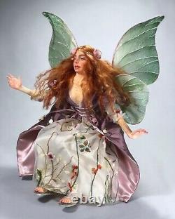 OOAK Poseable Fairy Art Doll Red Headed Handmade Silk Wings Soft Body