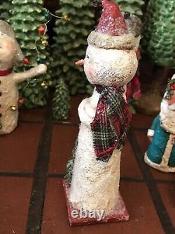 OOAK Primitive Pouting Snowman Christmas Americana Folk Art Figurine Signed