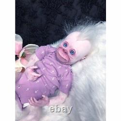 OOAK Realistic Alternative Reborn Albino monkey Art Doll Halloween Horror Creepy