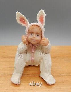 OOAK Sculpt Bunny Costume Child Doll Darla Knox Artisan Dollhouse Miniature 112