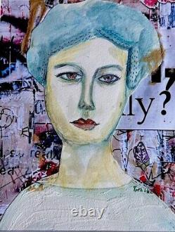 OOAK Self Taught Artist Ruth A. 11x14 Portrait Contemporary Folk Art