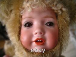 OOAK Vntg Artist Porcelain Hilda Doll 2 Face Mohair Teddy Bear 9 JointedREDUCED