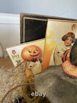 OOAK Witch in a Box Halloween Decoration Handmade Artist Signed 22 x 12