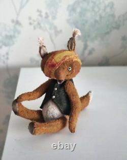 OOAK artist handmade teddy toy Squirrell Iorweth Witcher inspired