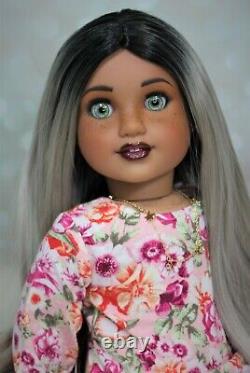 OOAK custom American girl doll Lennon, artist hand painted doll, green eyes