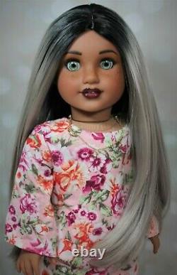 OOAK custom American girl doll Lennon, artist hand painted doll, green eyes