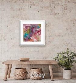 OOAK painting art Contemporary Abstract Expressionism Pinks RedVivid Color byKat