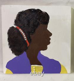 Ooak Folk Art Panels African American Painting Acrylic Canvas Artist ID & Signed