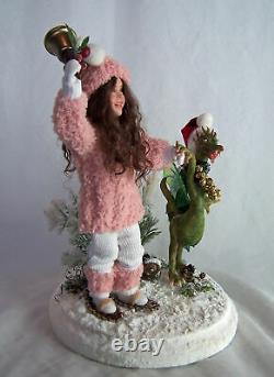 Ooak Snow Girl With Dragon Artist Original Pgm Sculpting