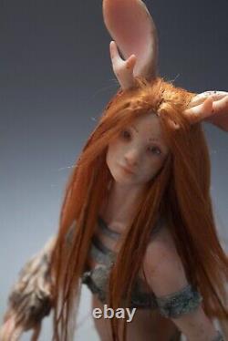 Ooak handmade art doll fauna rabbit lady