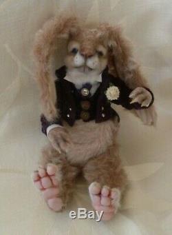 Ooak hare/mohair /hand made, art doll/soft sculpt bear