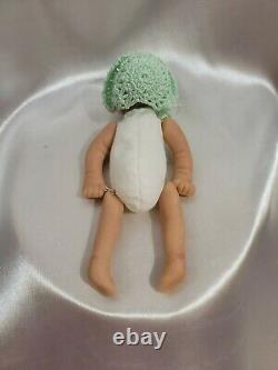 Ooak polymer clay baby doll 5.5 Suede Body Jointed Handmade Blanket And Outfit