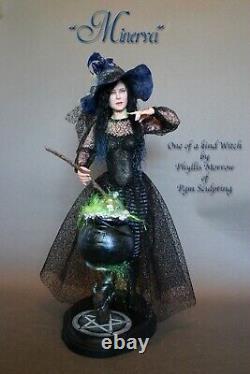 Ooak sculpture Witch fantasy art doll by Phyllis Morrow of Pgm Sculpting